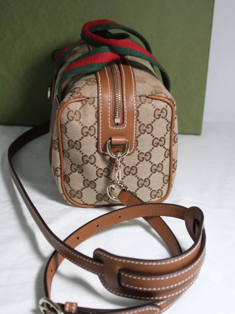 NEW Gucci GG Canvas Web HBG Tote Top Handle Mini Shoulder Bag Crossbody 859975
